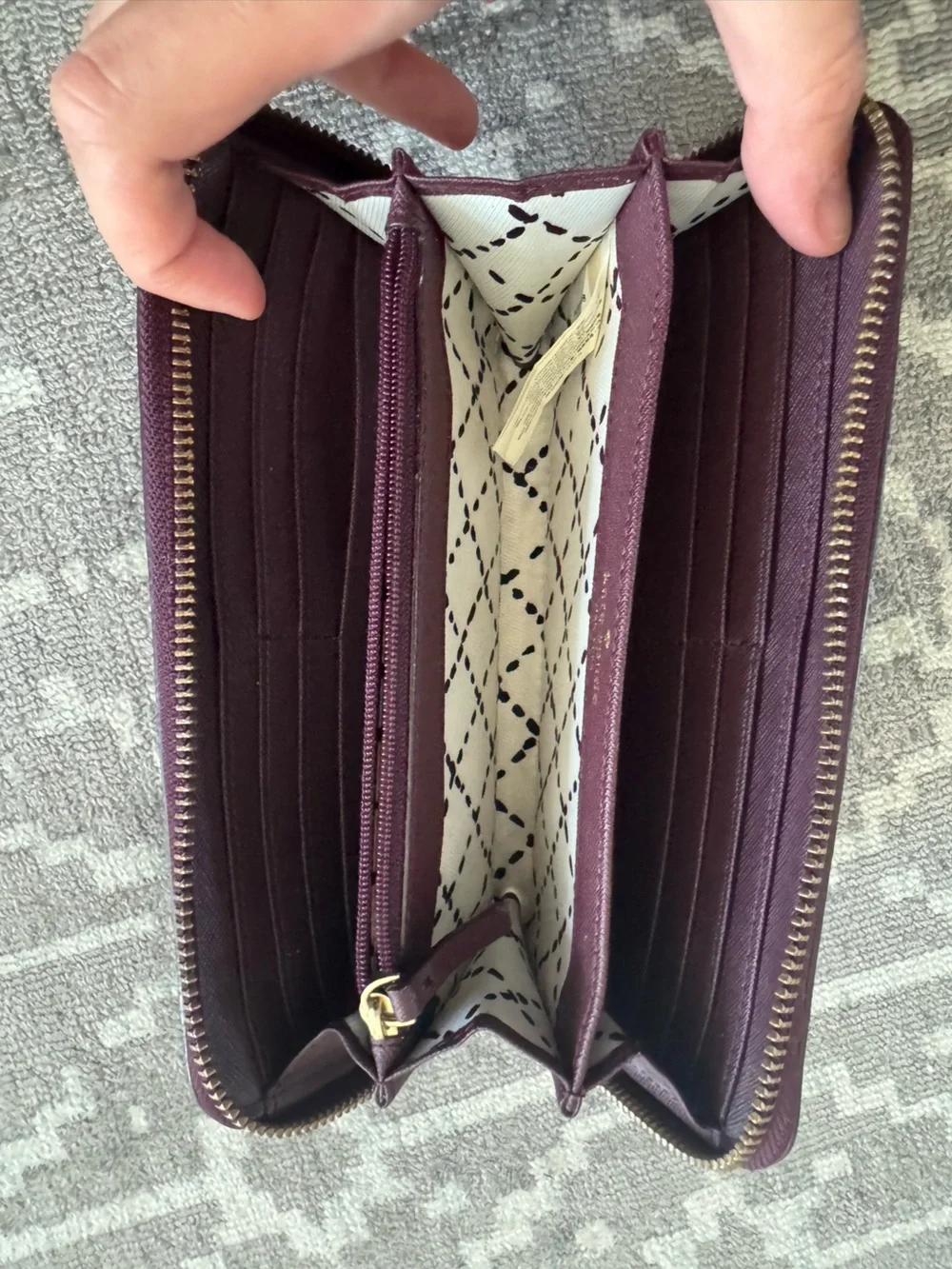 kate spade Plum Textured Leather Wallet with Gold Accent
